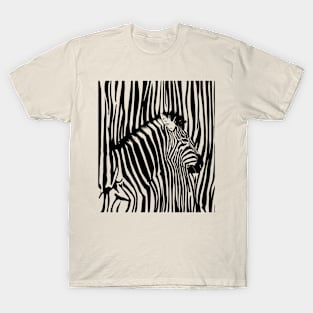 Zebra Print Black and White Safari Animals T-Shirt